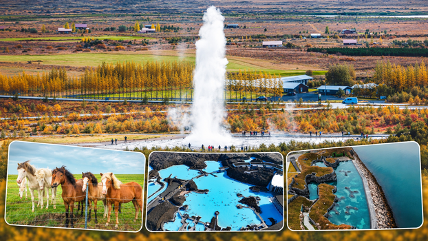 Golden Circle Tour, Horses & Blue Lagoon or Sky Lagoon