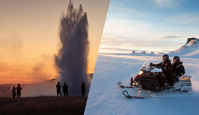 Private Golden Circle with Snowmobile Ride from Reykjavik