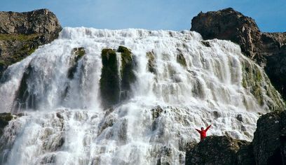 Sightseeing and water sports experience in Westfjords visiting Dynjandi waterfall