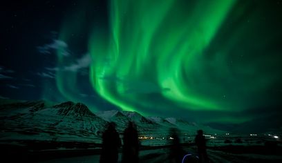 Evening Forest Lagoon & Northern Lights
