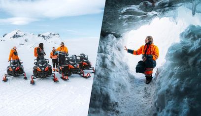 Glacier Snowmobiling & Ice Cave from Geysir Area