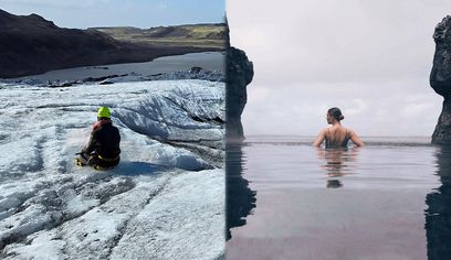 Glacier Hike, South Coast Waterfall, Black Sand Beach and Sky Lagoon